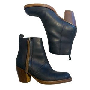 Acne Studios Pistol Leather Ankle Boots Black Brown Heel EU 35